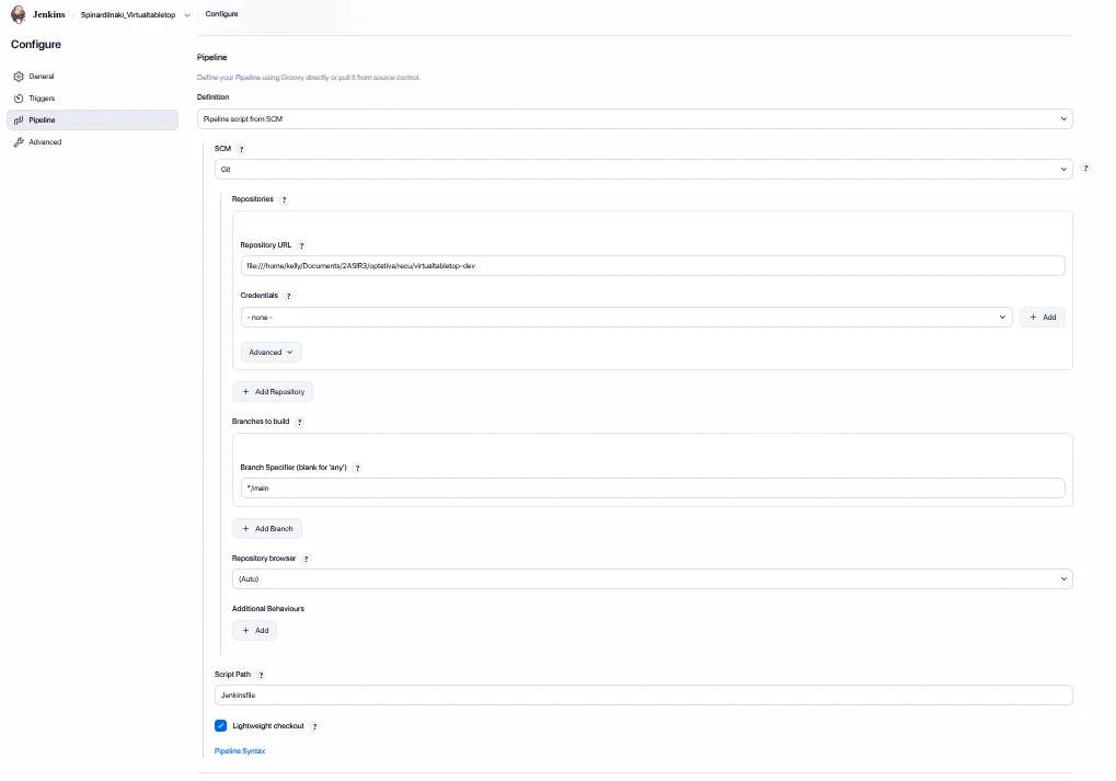 Jenkins job configuration