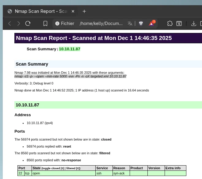 Image of the TCP result