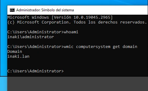Imagen del equipo Windows en el dominio