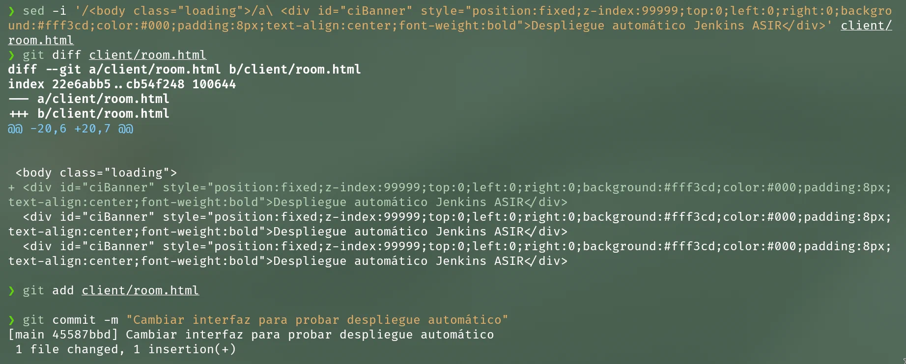 Commit de cambio
